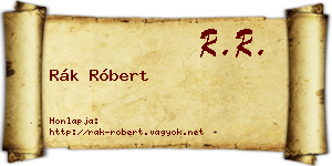 Rák Róbert névjegykártya